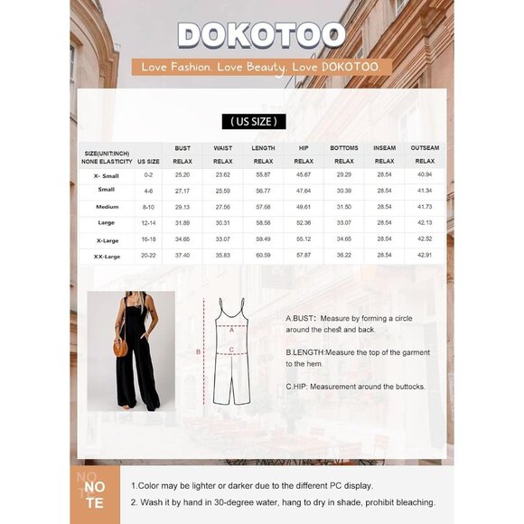 Dokotoo Women's Black Casual Loose One Piece Sleeveless Rompers With Pockets - Picture 6 of 6